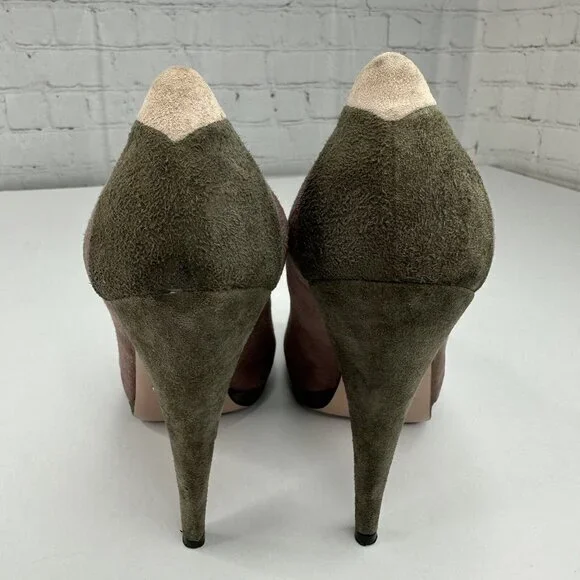 Prada Women's Lampone Grafite Calzature Donna Camoscio Grafic Pumps EU 37.5/US 7 - Picture 8 of 17